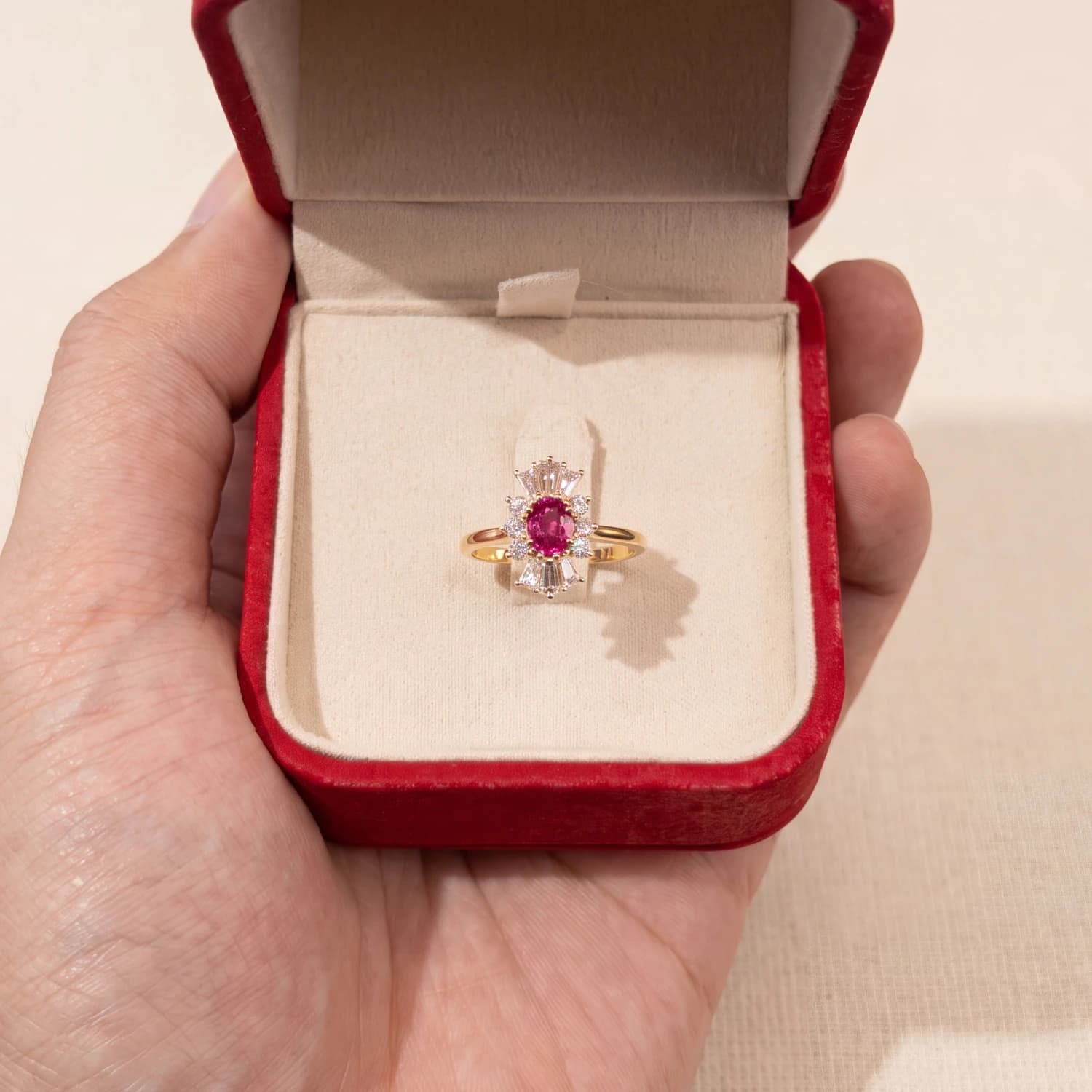 Ballerina ring featuring a hot pink Ruby 3