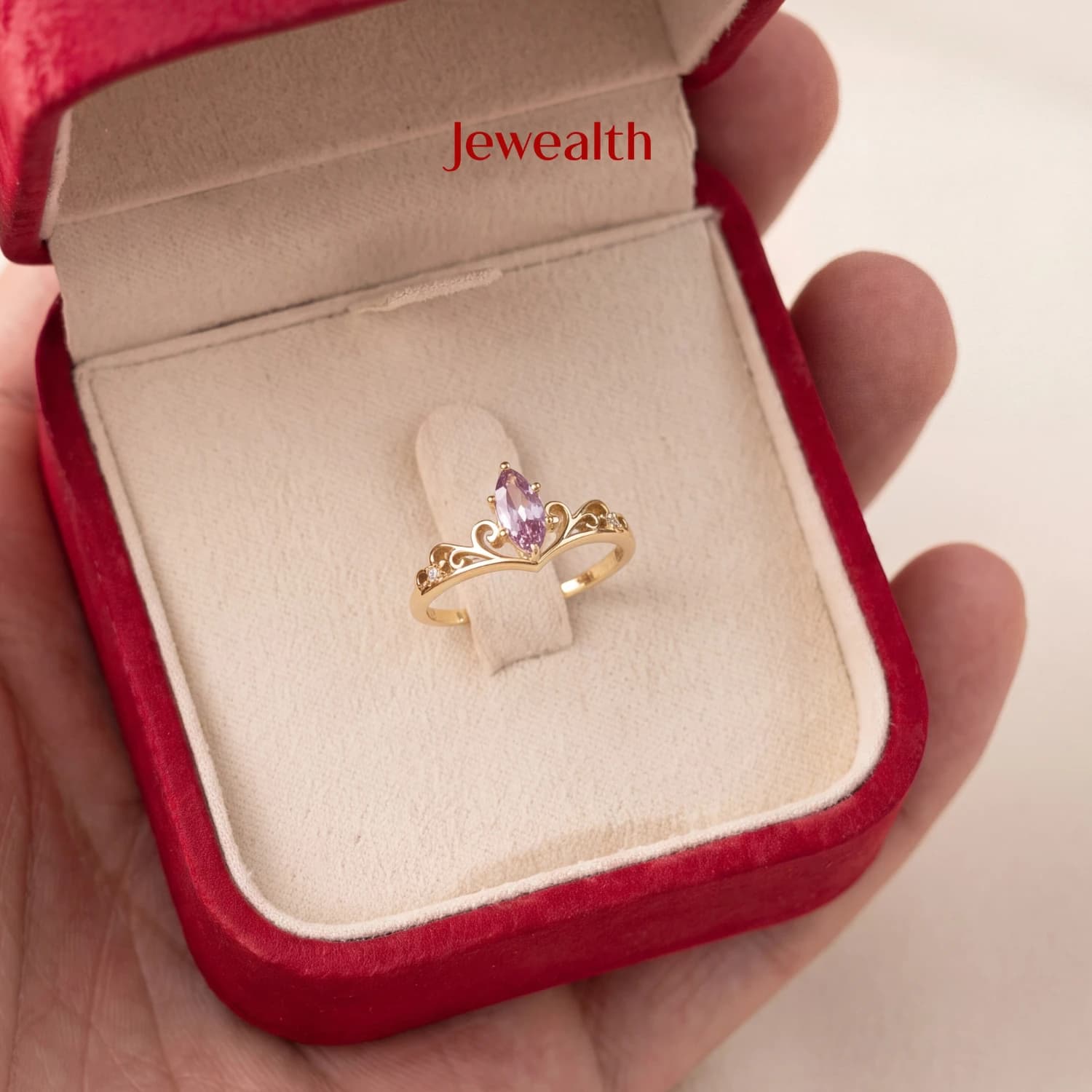 Princess crown ring with Pink Sapphire 4